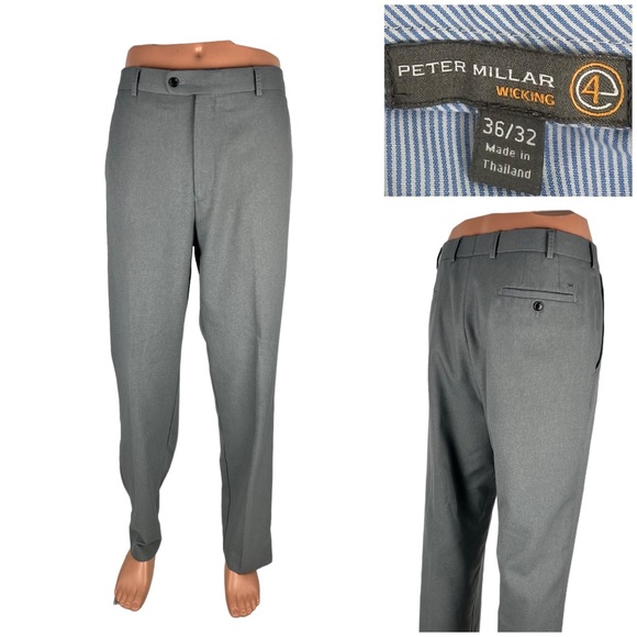 Peter Millar Mens 36 x 32 Pants Gray Crown Wicking Performance Trouser EUC